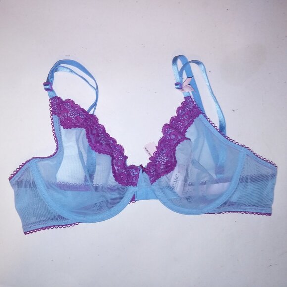 Victoria’s Secret Tease Unlined Demi Bra 36B Blue Purple Lace NWT - Picture 2 of 5
